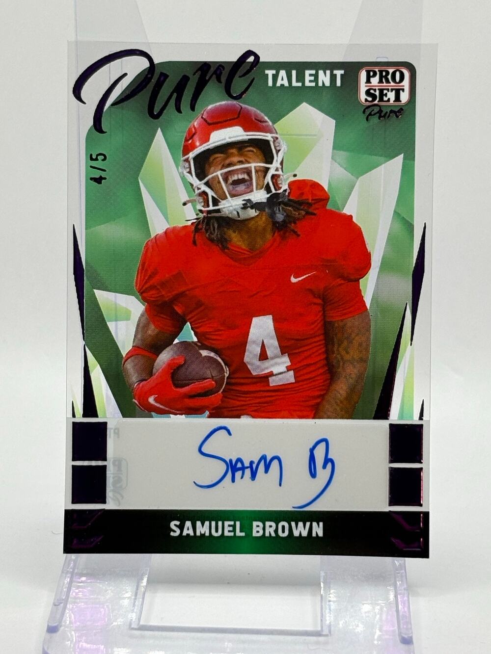 2023 Leaf Pro Set Pure Talent Samuel Brown Acetate Purple Auto 4/5 SP Packers
